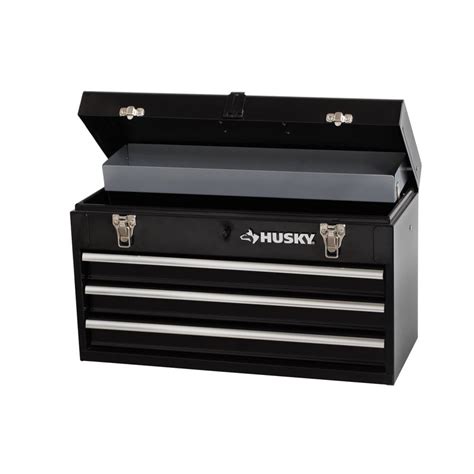 husky 20 in 3-drawer metal portable tool box with tray|husky 3 drawer tool chest.